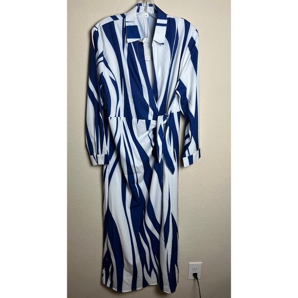 Made With Love Dresses & Skirts - Made with Love | NWT Women's XL Blue & White Striped Wrap Dress